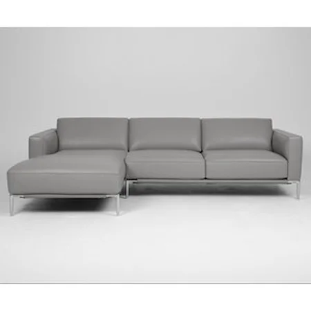 Contemporary Sofa with Chaise and Metal Legs